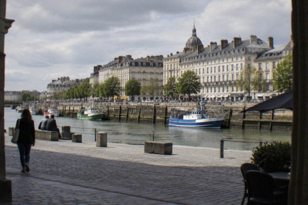 Fishing boats and stone quays of a small Atlantic coast port in Loire-Atlantique