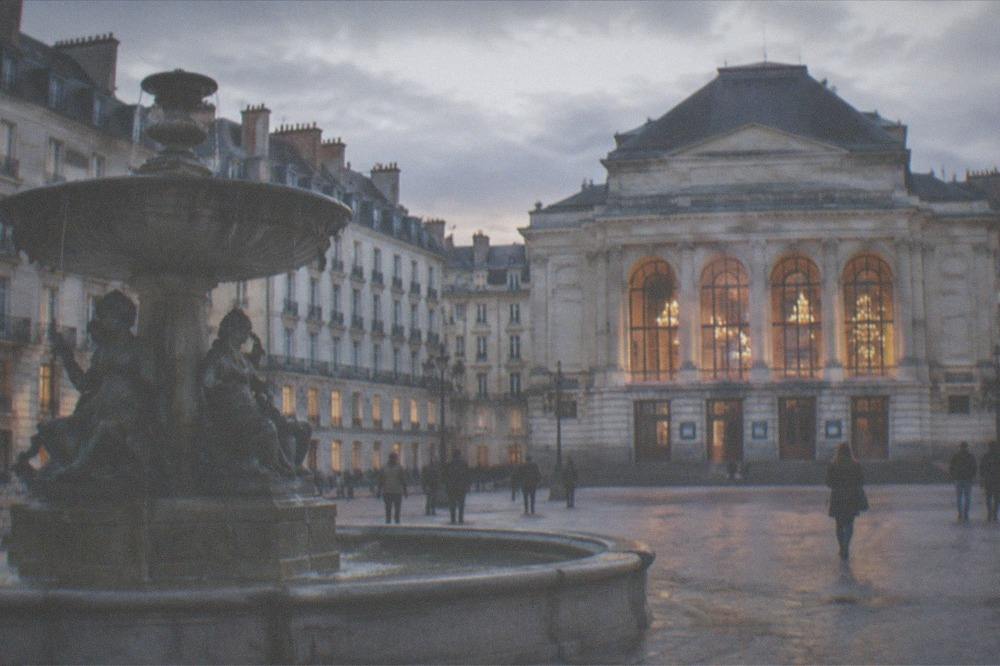 A concert hall lit for an evening classical music performance
