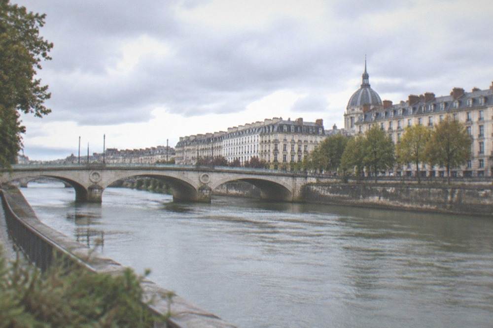 The Loire river flowing past the Anne de Bretagne bridge in central Nantes