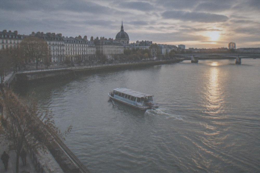 Navibus river shuttle crossing the Loire at sunset