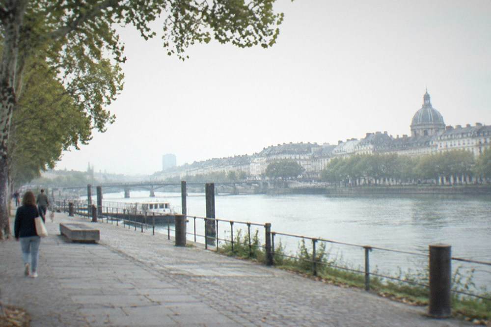 A riverside quay with plane trees and open space beside the Loire in Nantes