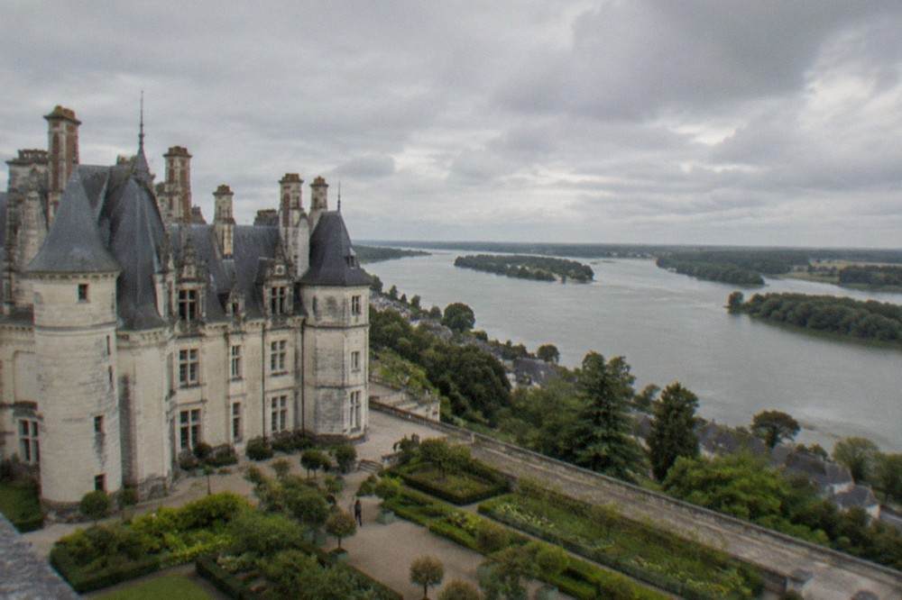 Aerial view of the Loire river estuary widening toward the Atlantic coast
