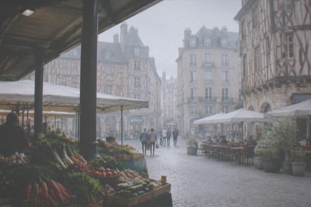 A market stall piled with vegetables under the canopy of a covered market