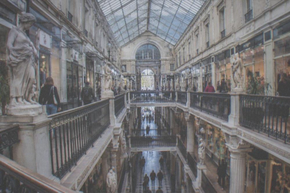 The glass-roofed galleries of the Passage Pommeraye arcade in Nantes